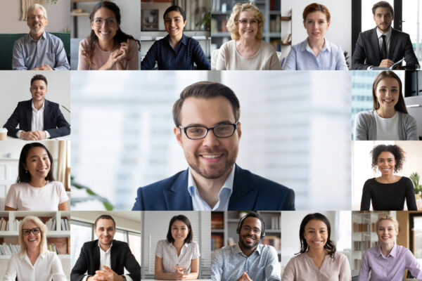 Headshot,Screen,Application,View,Of,Diverse,Multiracial,Employees,Have,Work