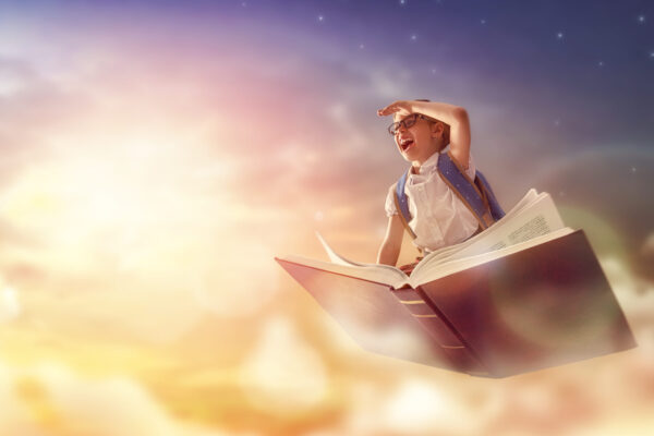 Back,To,School!,Happy,Cute,Industrious,Child,Flying,On,The
